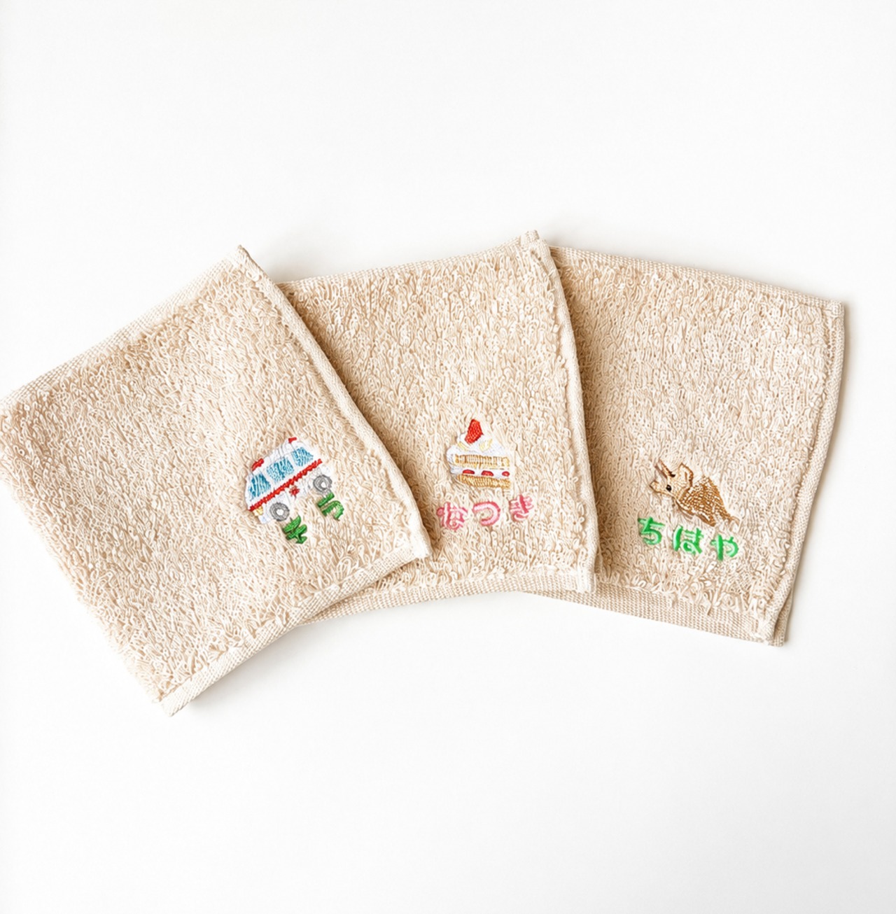 【3枚セット】ハンドタオル 刺繍名入れ 保育園グッズ